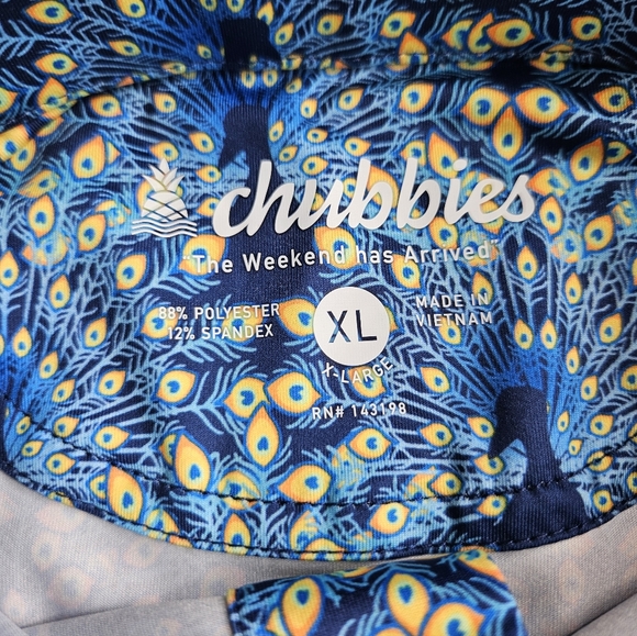 Chubbies Men's Performance Polo Shirt Pecocks Fan Out Print Size XL - Picture 4 of 8